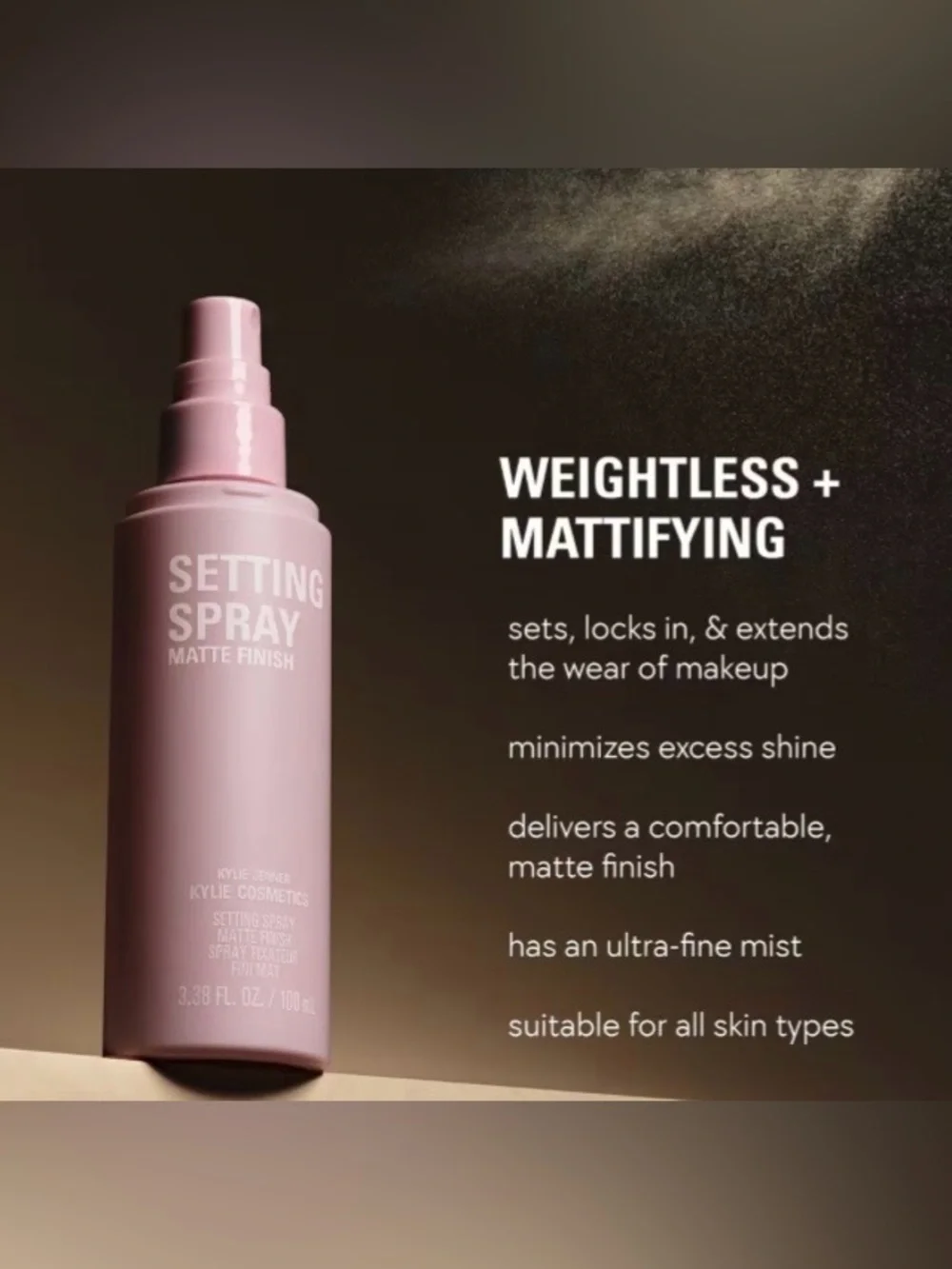 Kylie Cosmetics Light Pink Matte Setting Spray 100 ml.